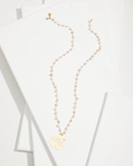 Tropical Blooms Hibiscus Pendant Pearl Necklace