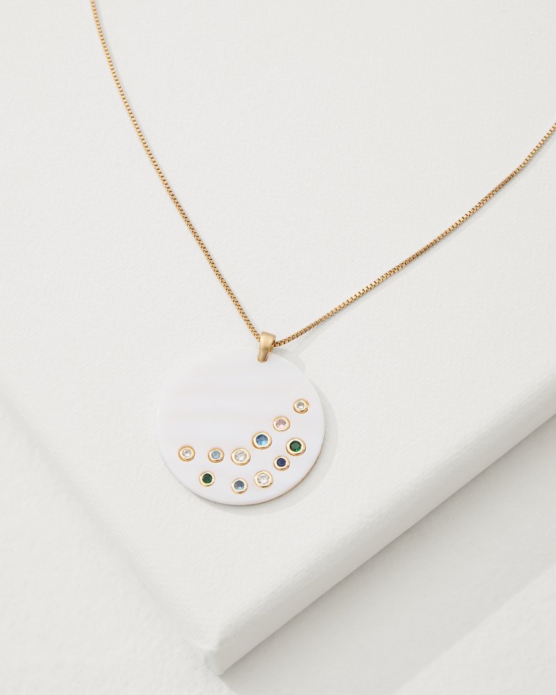 Tidal Treasure Mother of Pearl Disc Pendant Necklace