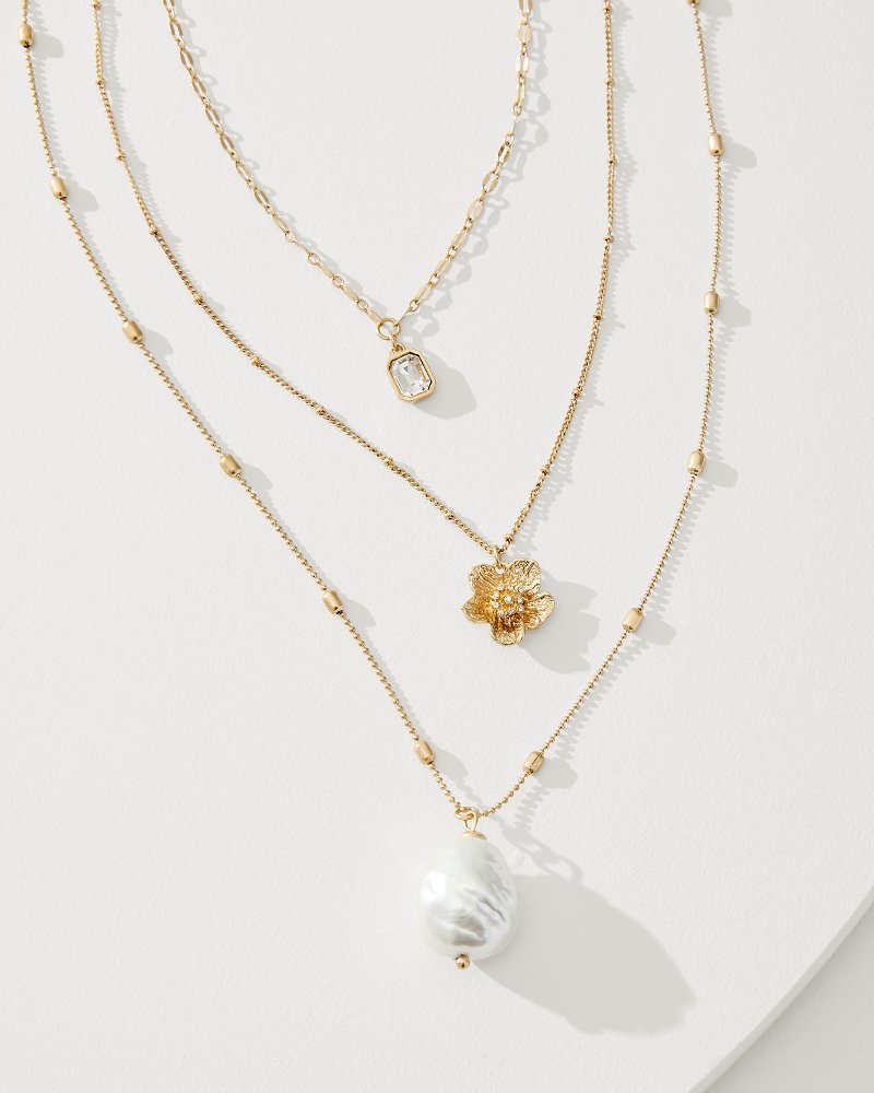 Tidal Treasure Floral Charm Layered Necklace