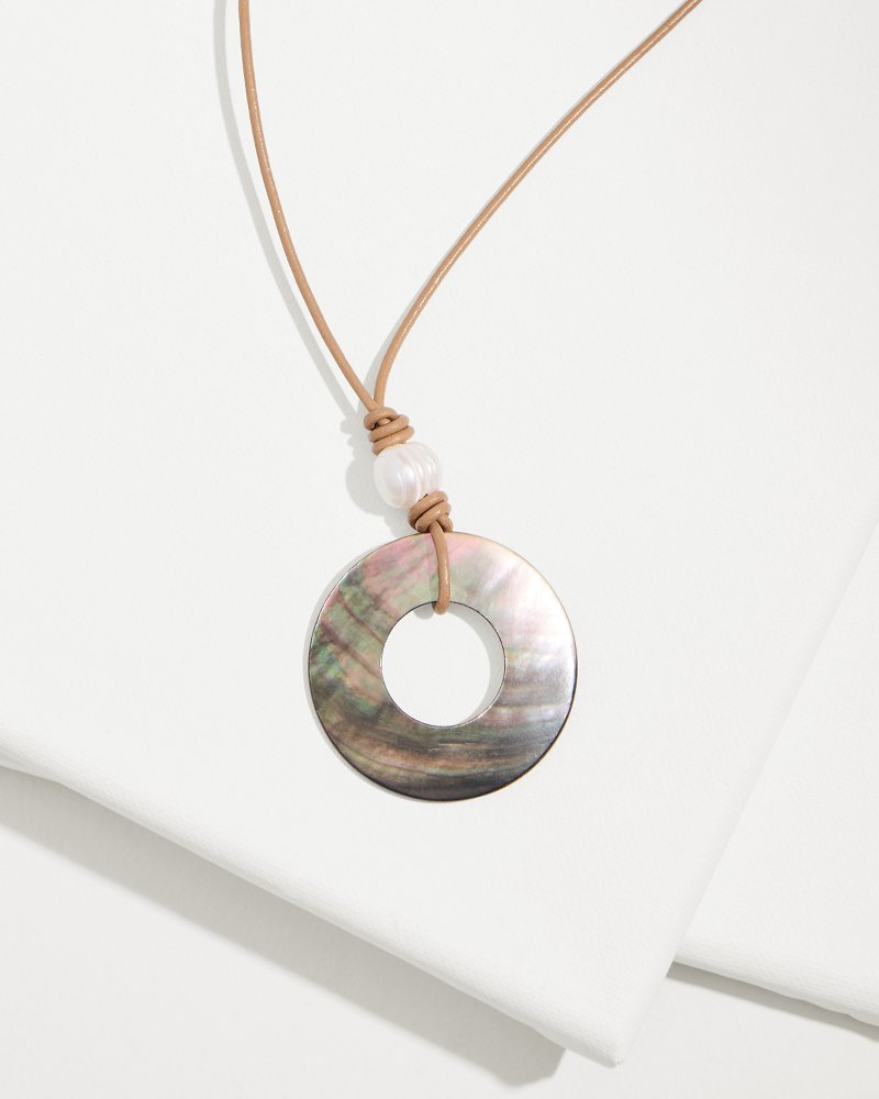 Indigo Shore Grey Shell Pendant Necklace