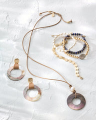 Indigo Shore Grey Shell Pendant Necklace