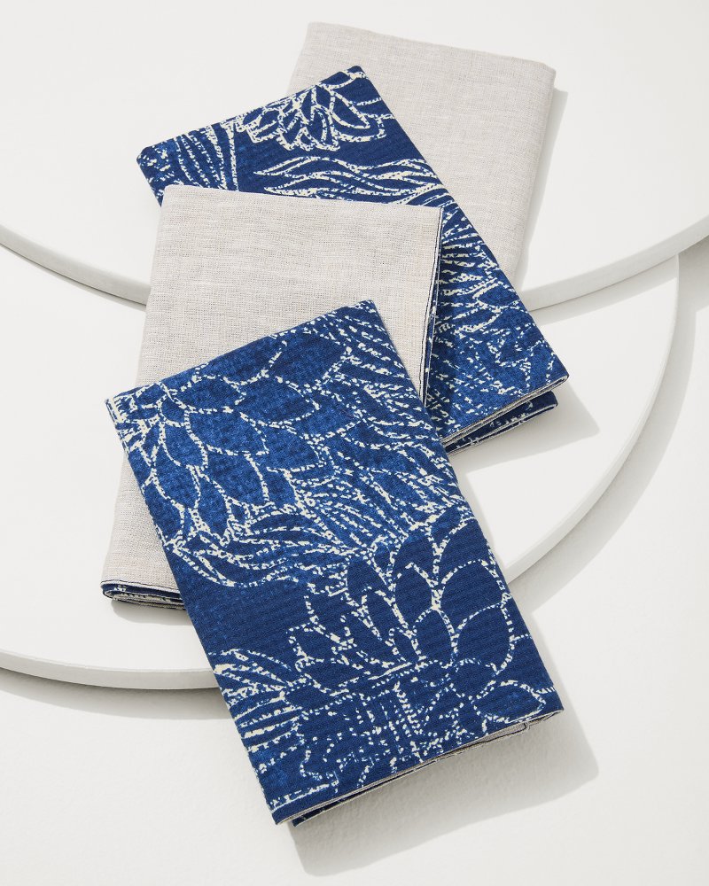 Island Navy Upcycled Reversible Dinner Napkins - Set of 4