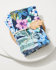 Island Navy Upcycled Reversible Linen Dinner Napkins - Set of 4