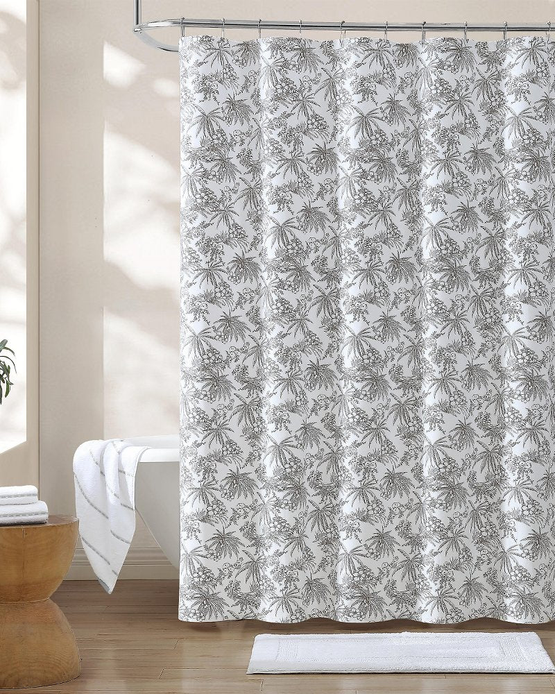 Pen and Ink Bahama Brown Palm Shower Curtain