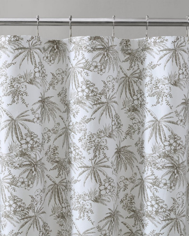 Pen and Ink Bahama Brown Palm Shower Curtain