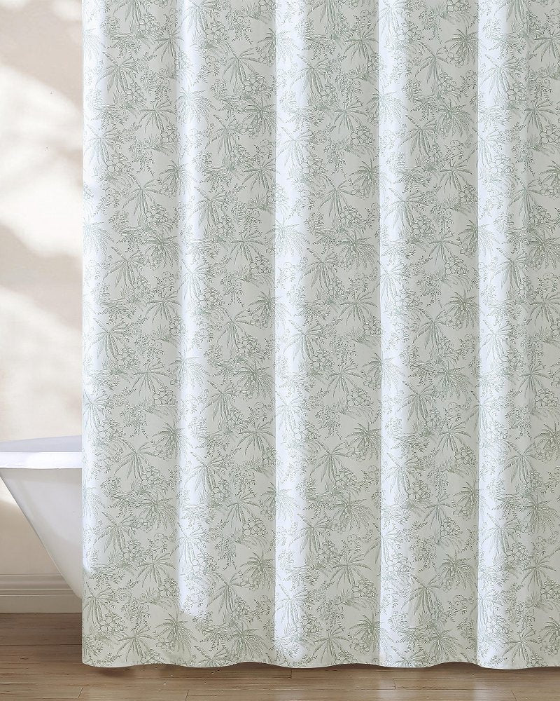 Pen and Ink Spring Green Palm Shower Curtain