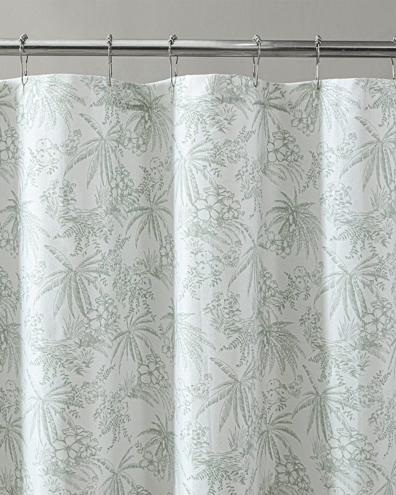 Pen and Ink Spring Green Palm Shower Curtain