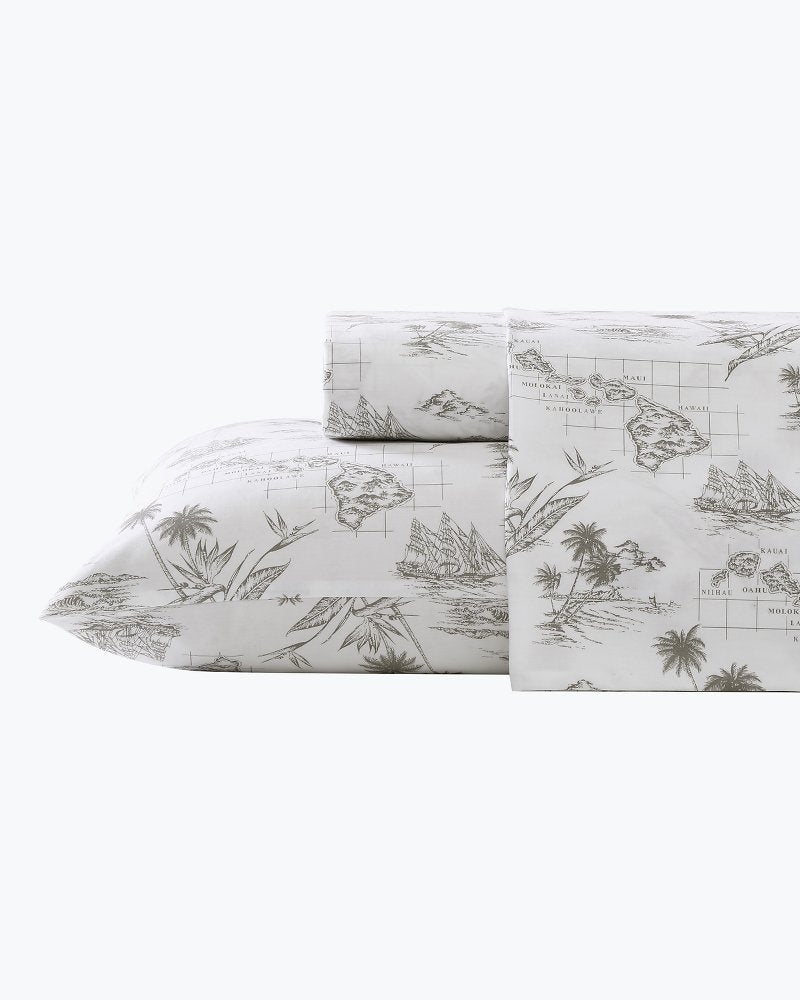 Vintage Map 4-Piece Queen Sheet Set