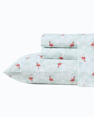 Flamingo Santa 4-Piece Queen Sheet Set