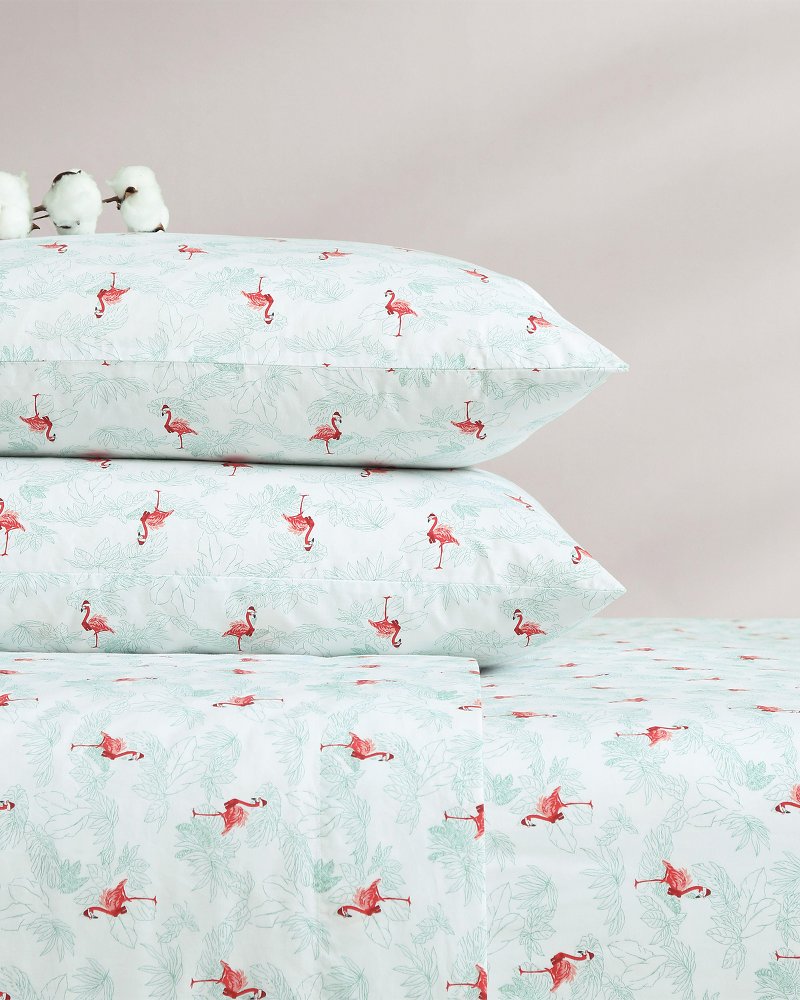 Flamingo Santa 4-Piece King Sheet Set