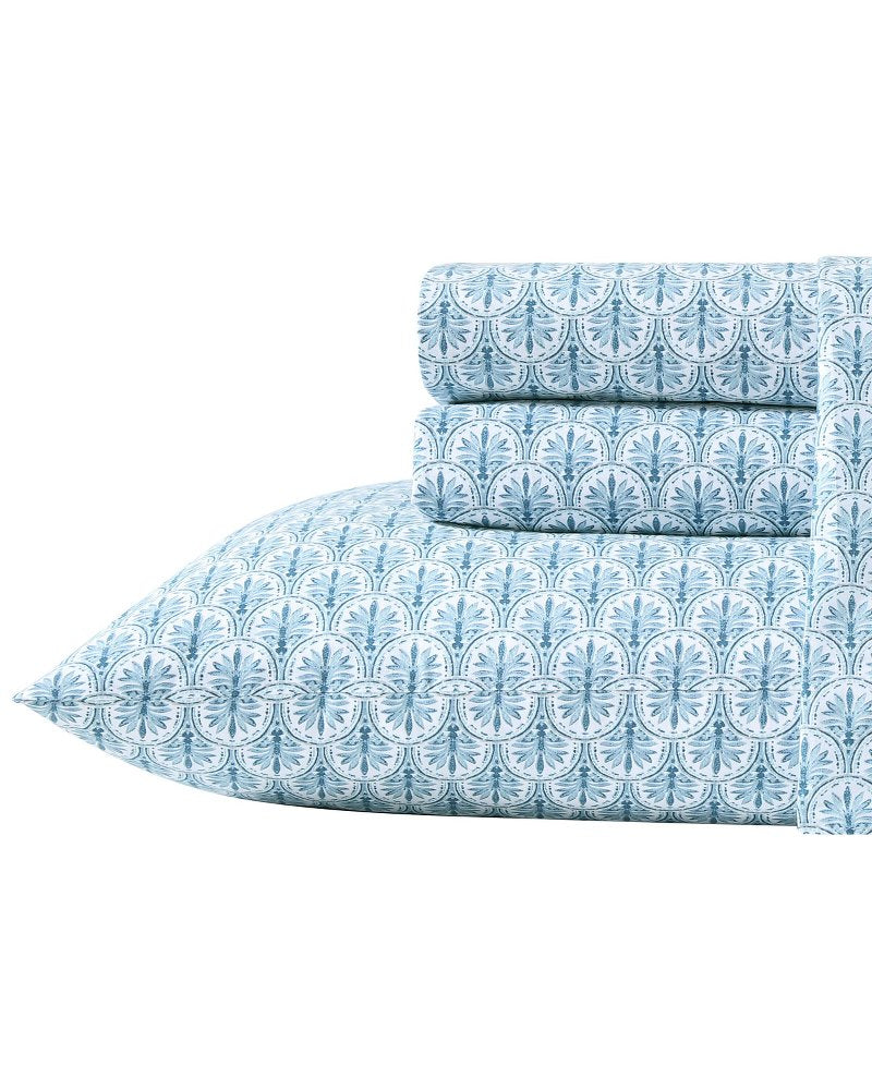 Coastal Batik Blue 4-Piece Queen Sheet Set