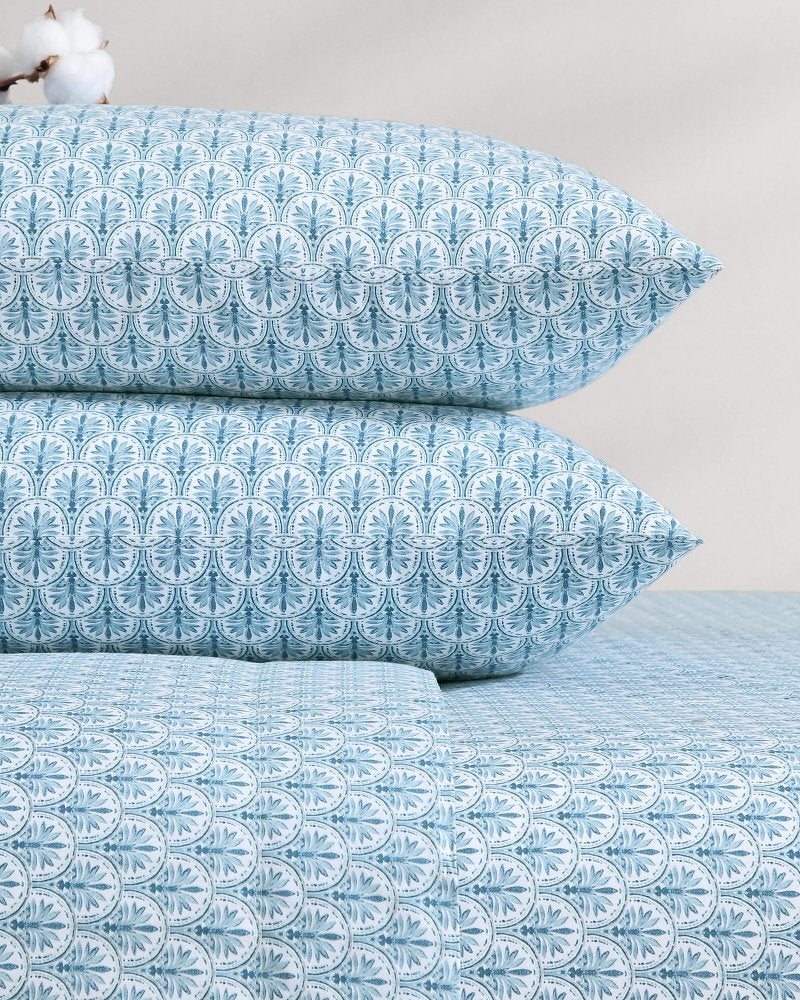 Coastal Batik Blue 4-Piece King Sheet Set