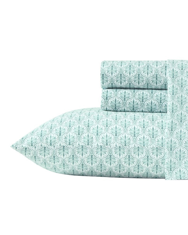 Coastal Batik Green 4-Piece Queen Sheet Set