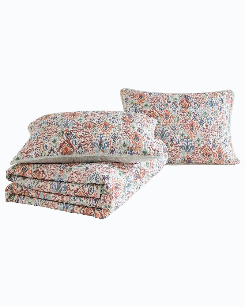 Ikat Tropics Reversible 3-Piece King Quilt Set