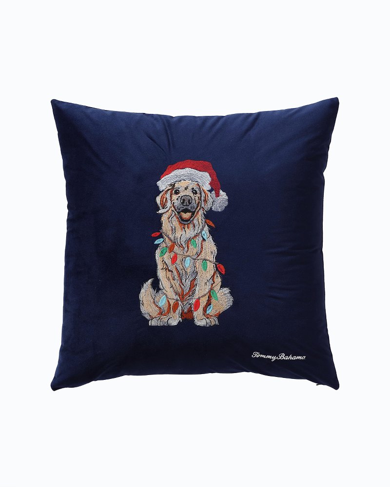 Holiday Retriever Velvet Decorative Pillow