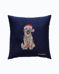 Holiday Retriever Velvet Decorative Pillow