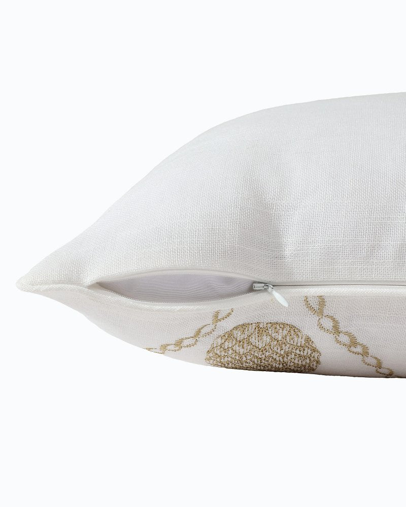 Golden Pineapples Embroidered Decorative Pillow