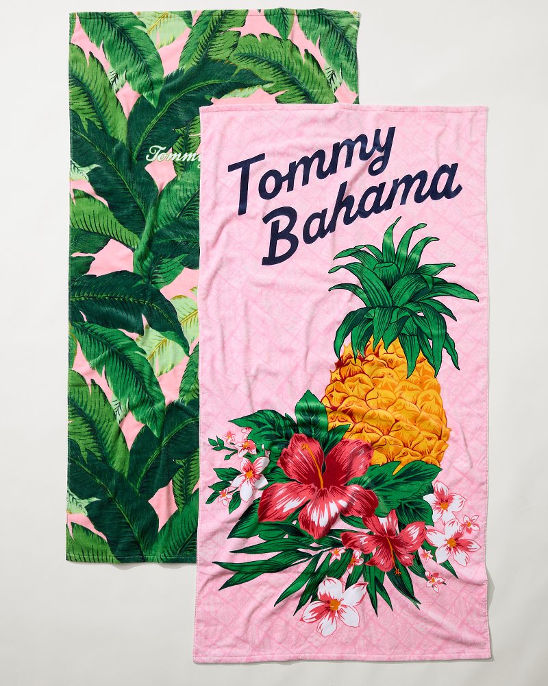 Pineapple Queen & Swaying Fronds Beach Towels — Set of 2