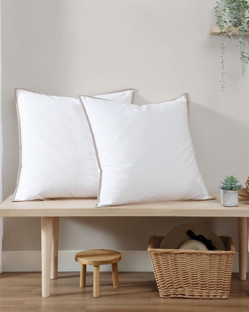 Bahama Basic Canvas White European Shams - Set of 2