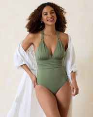 Paradise Fronds V-Neck One-Piece Swimsuit