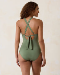 Paradise Fronds V-Neck One-Piece Swimsuit
