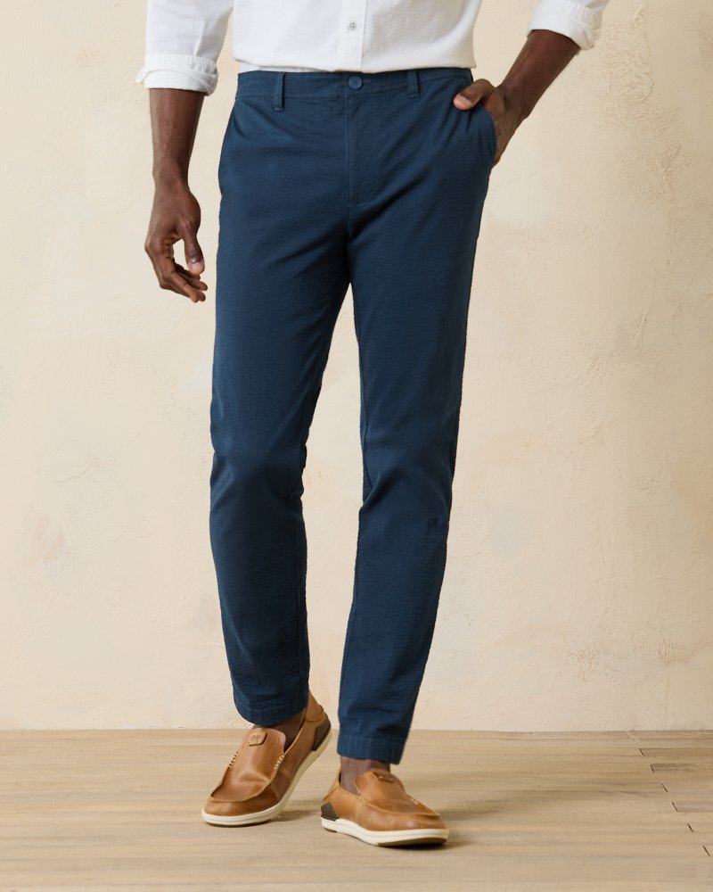 Nova Wave Half-Elastic Waist Seersucker Pants