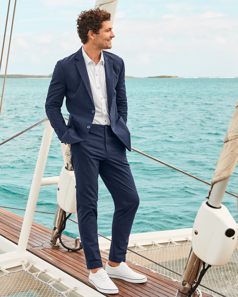 Nova Wave Half-Elastic Waist Seersucker Pants