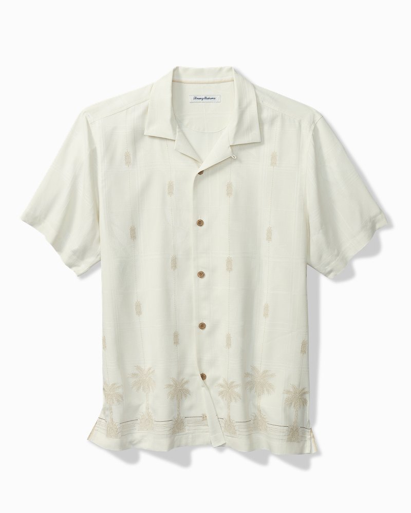 Pina Palms Embroidered Silk Camp Shirt