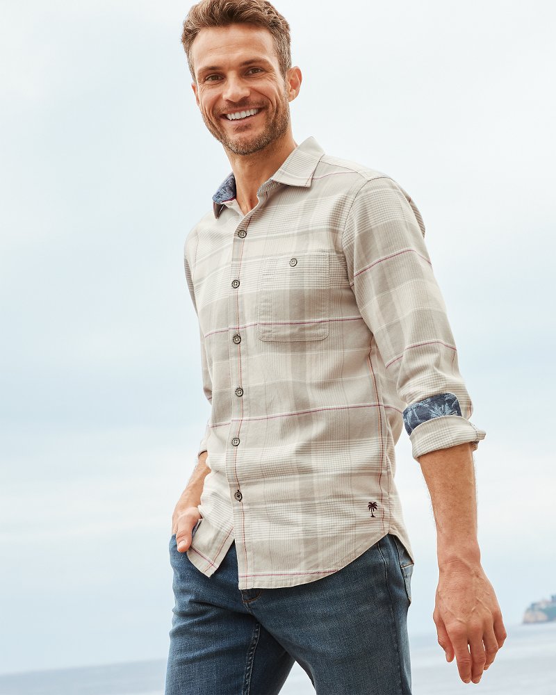 Canyon Beach Pebble Cay Plaid Stretch Flannel Shirt