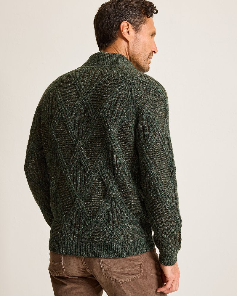 Beachscape Cable Button-Mock Sweater