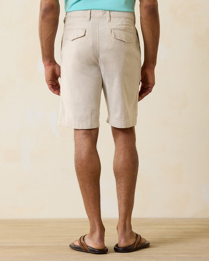 Beach Coast Linen-Blend Flat-Front 10-Inch Shorts
