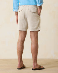 Beach Coast Linen-Blend Flat-Front 8-Inch Shorts