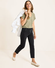 High-Rise Cropped Straight-Leg Jeans