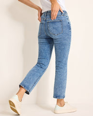 Mid-Rise Cropped Mini Bootcut Jeans