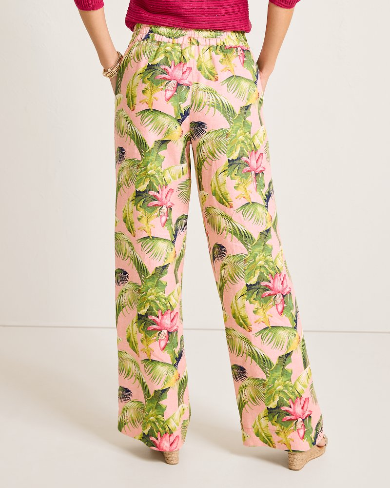 Two Palms Frond Royal High-Rise Linen Easy Pants