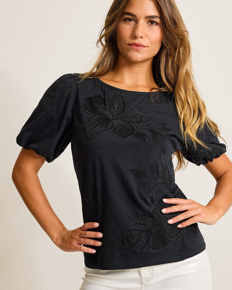 Heritage Hibiscus Puff-Sleeve Lux T-Shirt