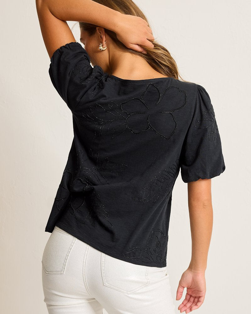 Heritage Hibiscus Puff-Sleeve Lux T-Shirt