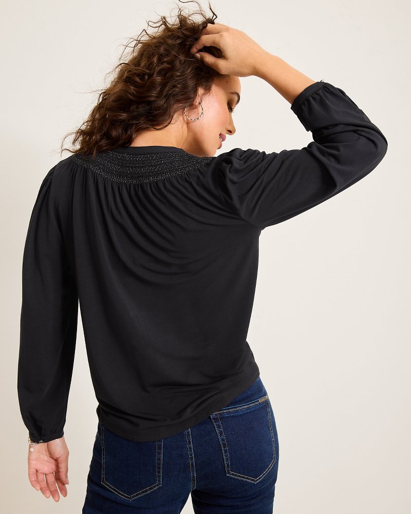 Kauai Long-Sleeve Smocked Top