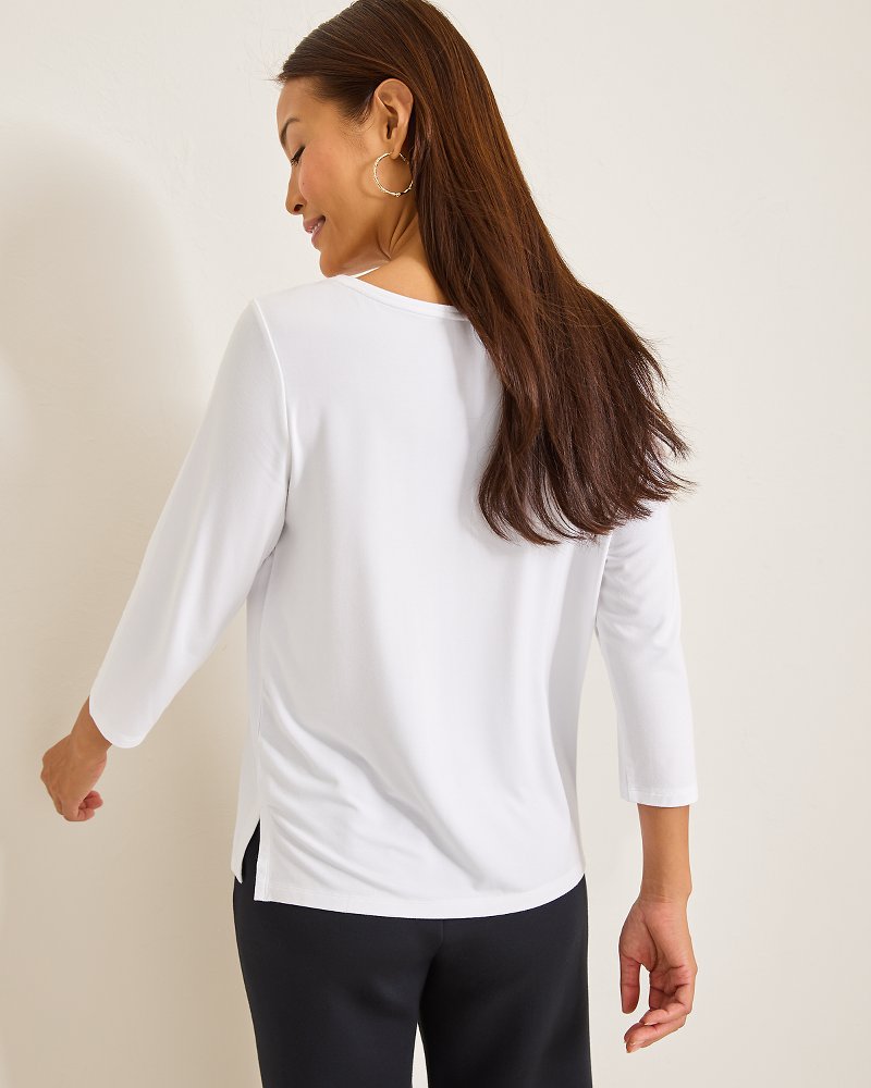 Kona Isles 3/4-Sleeve Boat-Neck Top