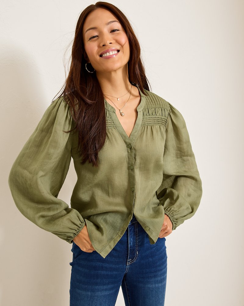 Palm Breeze Pintuck Blouse