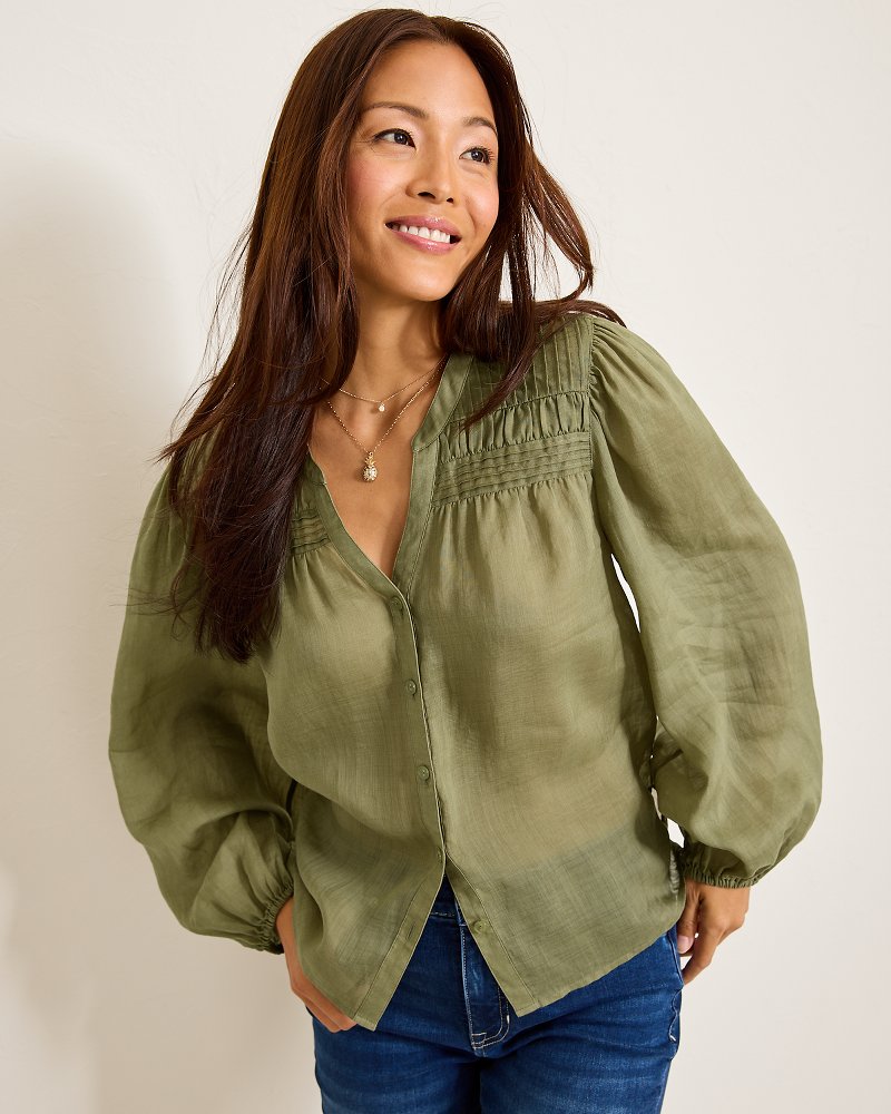 Palm Breeze Pintuck Blouse