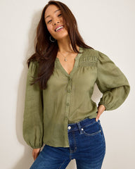 Palm Breeze Pintuck Blouse