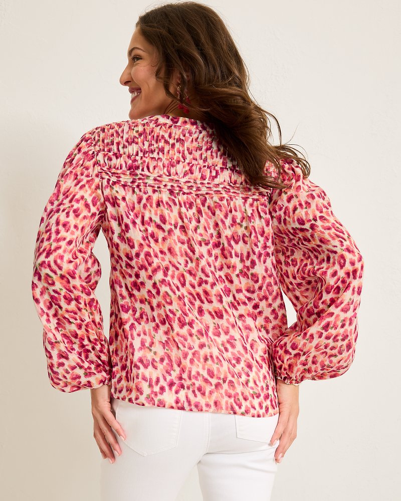 Jeweled Jaguar Pintuck Blouse