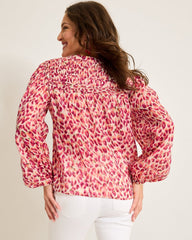 Jeweled Jaguar Pintuck Blouse