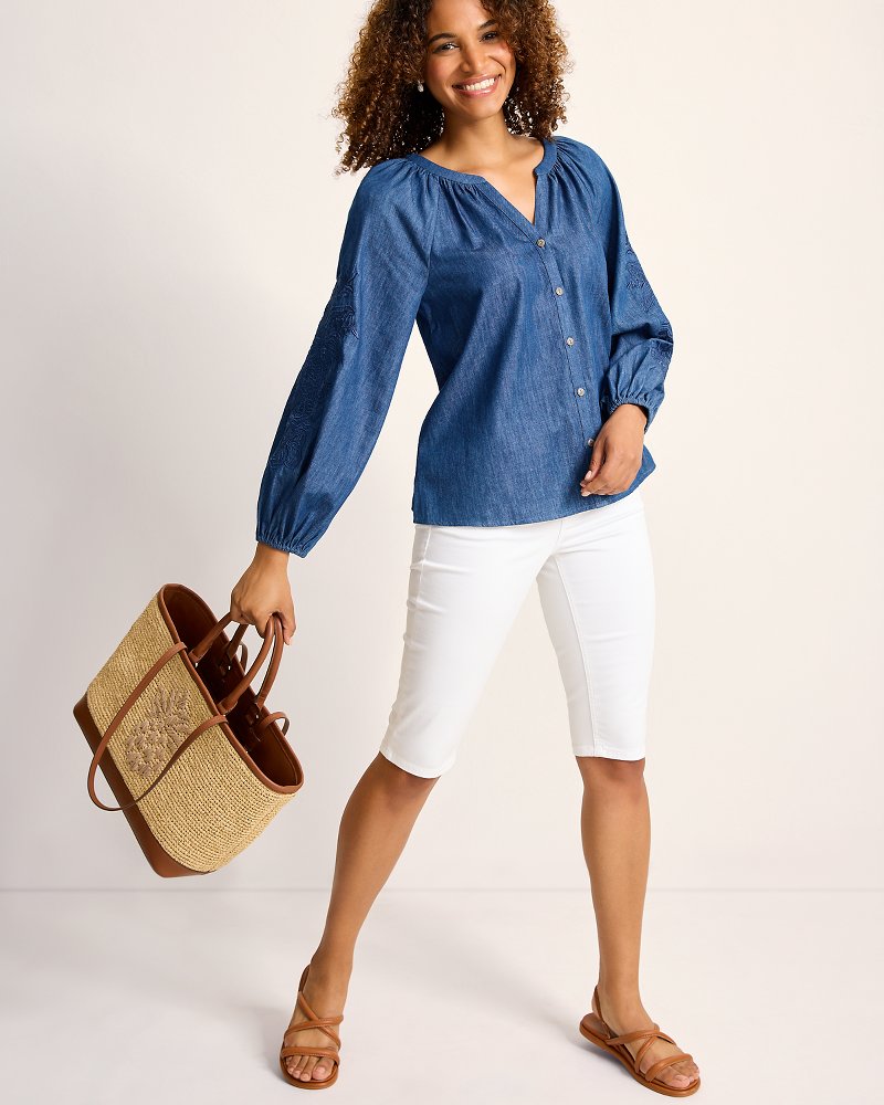 Indigo Cove Embroidered Blouse
