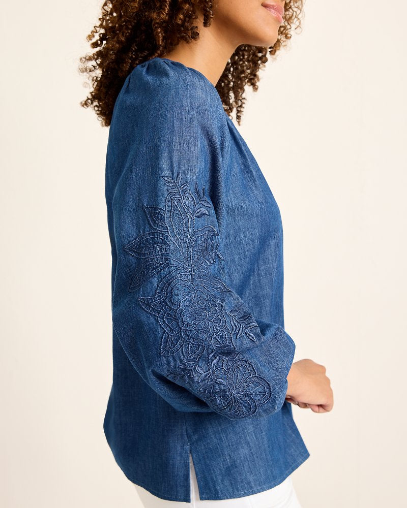 Indigo Cove Embroidered Blouse