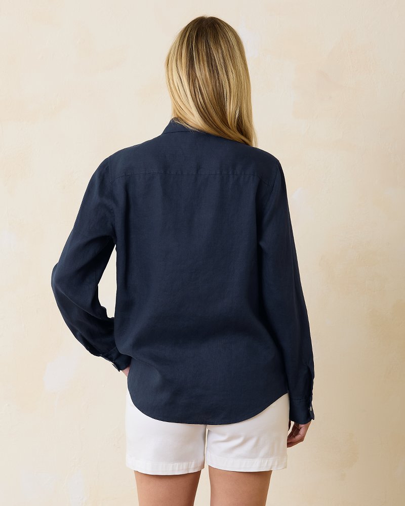 Coastalina Relaxed Long-Sleeve Linen Top