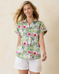 Coastalina Coastal Palms Linen Camp Shirt