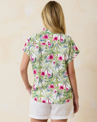 Coastalina Coastal Palms Linen Camp Shirt
