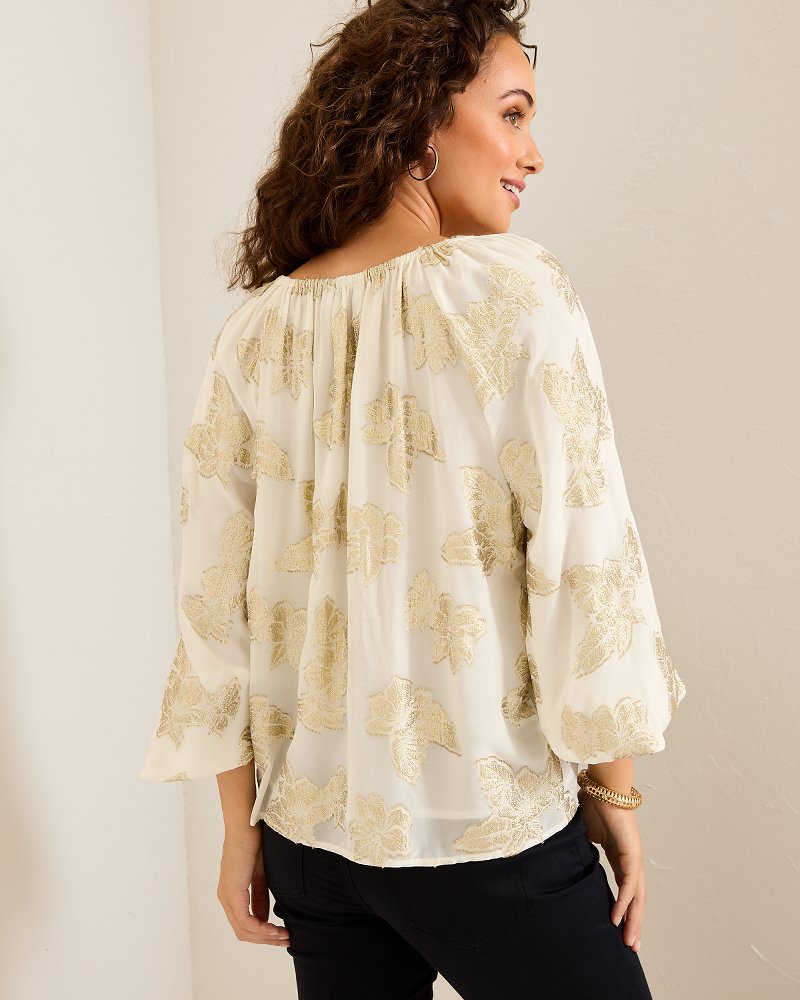 Shimmering Shores Peasant Top